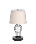 Set Of 2 Touch Control Table Lamps With USB Ports And 3 Way Dimmable Bedside Lights, Fabric Shade, LED Bulbs Included shown with open base