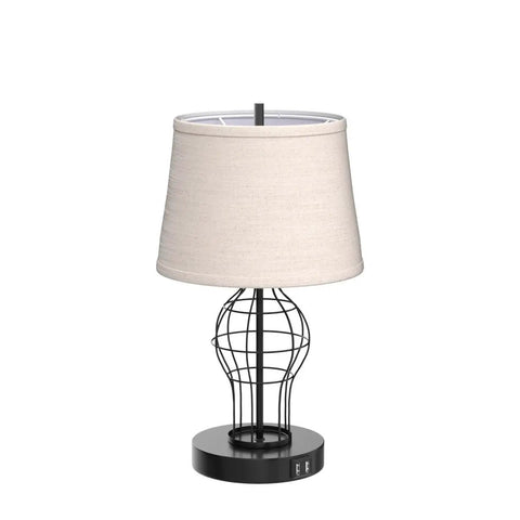 Set Of 2 Touch Control Table Lamps With USB Ports And 3 Way Dimmable Bedside Lights, Fabric Shade, LED Bulbs Included shown with open base
