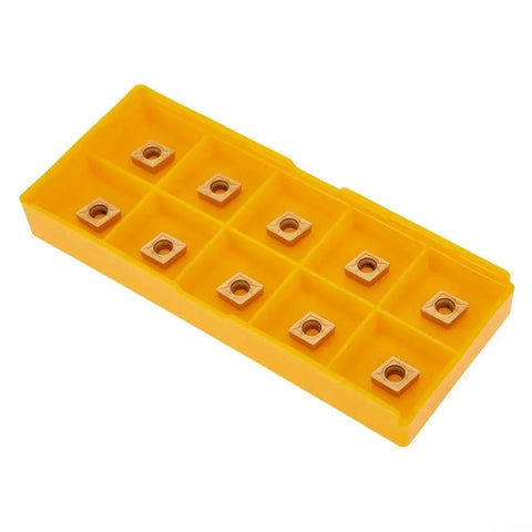 Turning Tool Holder Set With CCMT060204 HM Inserts For Steel Machining, 10 golden carbide inserts in yellow case