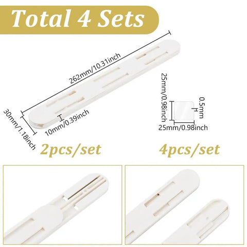 Super Slick White Plastic Pull Out Rails For Baskets And Bins Self Adhesive Drawer Slides dimensions with 10.31-inch length and 1.18-inch width.