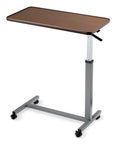 Height Adjustable Overbed Table With Straight Up Sturdy L Shaped Welded Steel Base And Smooth Rolling Precision Lock Casters, 28-40 inches.