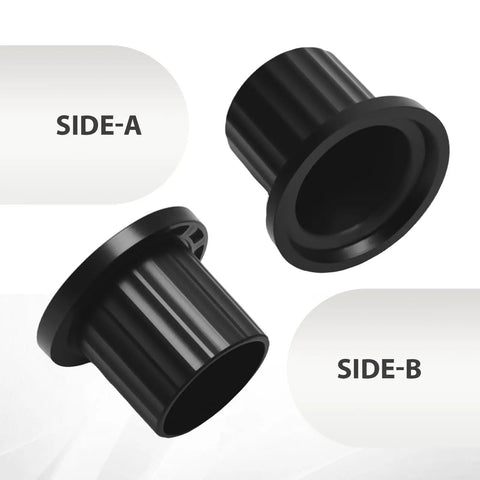 Replacement M167267 Bushing For John Deere Lawn Mowers Z235 Z255 Z335E Z355E Z335M Z345M Z345R Eight Piece Yoke Bushing Set Made From Waterproof Plastic And Rustproof Durable Fit For Deere Z Series Mowers, side views