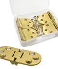 Slick Heavy Duty Brass Butler Tray Hinges With Rounded Edges Rock Solid 90 Degree Flip Top Design For Folding Tables Includes Mounting Screws in box.