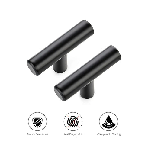 2 Inch Matte Black Cabinet Handles Set for Kitchen Cabinets and Cupboards, Stainless Steel Pulls, Durable 30 Pack shown front view