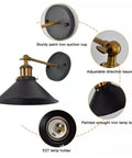 Alt Tag: Two Pack Black Wireless Battery Operated Wall Sconces With Remote Industrial Vintage Style Metal Lighting Fixtures details