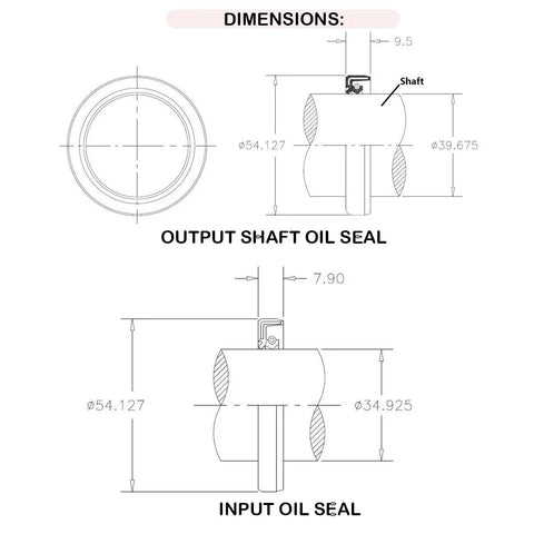 Diagram of Beefed Up Rotary Cutter Gearbox Seal Set For 40HP And 50HP Units Includes Input And Output Seals Replacement Parts