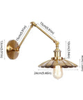 Badass Heavy Duty Swing Arm Wall Lamp, Adjustable Bronze Sconce, Vintage Fixture with measurements for cozy reading.