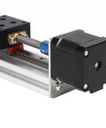 Pro Grade Electric CNC Linear Stage Actuator With 300mm Cross Sliding Table showing stepper motor and linear rail detail.