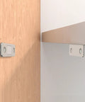 Magnet Cabinet Door Catch Kit With Hidden Stops No Drill Or Screw Mount Adhesive And Metal Latch installed on wood cabinet