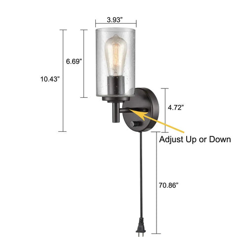 Contemporary Oil Rubbed Bronze Bubble Glass Wall Sconces Set Of Two Plug In With Switch Adjustable Up Down Lighting Backplate Mounted