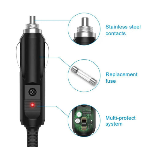 Keep Your Portable DVD Player And Gear Humming Like A Charm While You Hit The Road This Universal 12V DC Cigarette Charger features stainless steel contacts and a multi-protect system.
