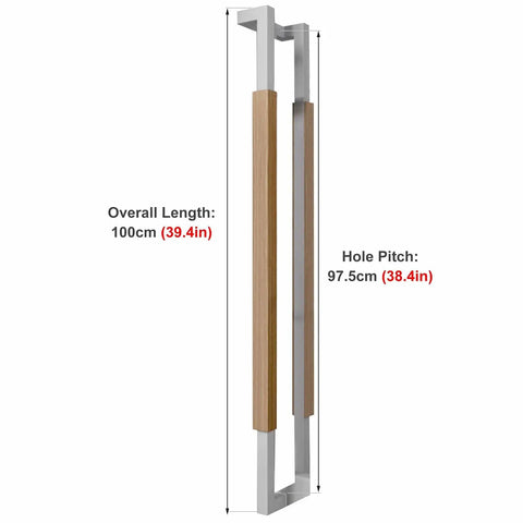 Beefy Heavy Duty Wood And Stainless Steel Door Pull Handle For Barn And Entry Doors Push Pull Grip Commercial Public Door Hardware Easy Assembly With Included Hardware 39 Inch Size
