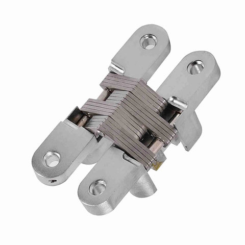 Sturdy 180 Degree Hidden Cabinet Hinges 68.8mm For Round Corner Doors Easy To Attach Backset 94mm Stainless Steel Zinc Alloy Rustproof