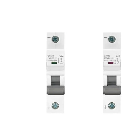 Heavy Duty Dc Mcb 1P 2P Miniature Circuit Breaker 500V Rating with flame retardant housing and screw terminals.