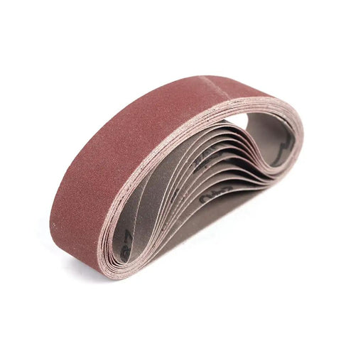 Heavy Duty Stainless Steel 100W Electric Belt Sander Featuring Variable 4500 To 9000 Rpm Settings abrasive sanding strips curled for woodworking.