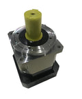 Top Shelf 5 Arcmin High Precision Helical Planetary Reducer Gearbox Featuring Dead On Ratios From 3:1 To 10:1 Crafted For Nema34 Stepper Motor Drives Yielding Rock Solid Smooth Operation Daily, showcasing a helical reducer with metallic finish.