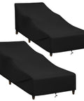 Chaise Lounge Covers Two Pack Waterproof Outdoor Protectors With Windproof Straps For All Weather Protection Fits 80 Inch Long 30 Inch Wide 26 Inch High Loungers Black Durable 420D Polyester PU Coated Weatherproof With Storage Bag