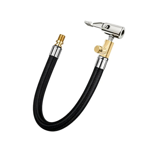 Sick Car Tire Inflator Hose Pump Adapter With Brass Universal External Threads Fits Bikes Electric Rides And Cars Durable Reinforced Rubber Braided Featuring Twist Lock Chuck Design Keeps Air Pressure Locked In Solid Build No Hassle, black braided hose with brass fittings