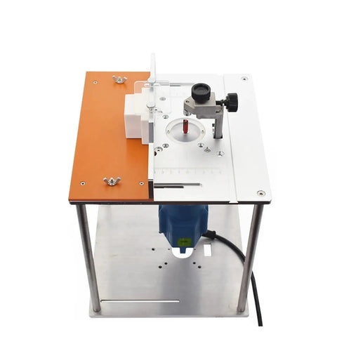 Rock Solid Aluminum Router Table Insert Plate With Precision Miter Gauge Guide Set Drop In Ready Table Saw Flip Top Mount For Straight Shooting Woodworking Upgrades, overhead view showing router setup.