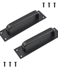 Pull Push Door Plate Handle Set 2 Pack 8 Inch Heavy Duty Aluminum Barn Door Pull With Mounting Screws Matte Black Finish 196x50mm For Shed Garage Commercial Fire Doors, black handles