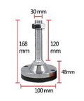 Heavy Duty Adjustable Leveler Feet Four Pack With Thick Non Slip Pvc Bottom Hella Sturdy For Kitchen Cabinets Workbenches And Tables showing dimensions.
