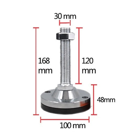 Heavy Duty Adjustable Leveler Feet Four Pack With Thick Non Slip Pvc Bottom Hella Sturdy For Kitchen Cabinets Workbenches And Tables showing dimensions.