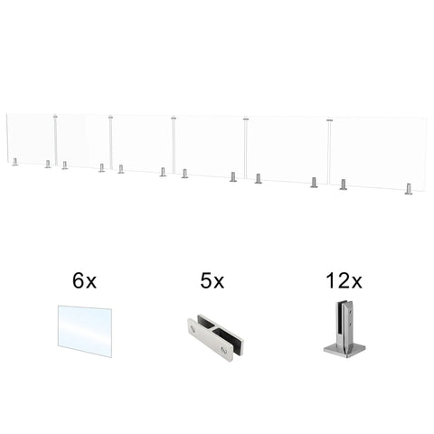 Top Tier Frameless Tempered Glass Railing Kit For Outdoor Decks, 44 Inch Height with stainless steel posts and glass panels.