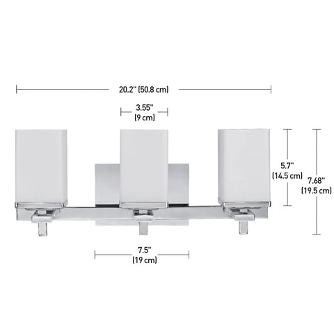 All In One Bathroom Set With 3 Light Vanity Bar Towel Bar Towel Ring Robe Hook And Toilet Paper Holder In Polished Chrome Finish