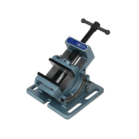 Cradle Style Angle Drill Press Vise With Four Inch Jaws And One And A Half Inch Opening Depth Ninety Degree Indexed Cradle With One Degree Increments Side Tommy Bar Lock Zero To Ninety Degree Pin Stops For Drilling Tapping And Reaming