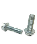 Heavy Duty 1/2 Inch Hex Bolt Type F Self Tapping Screw With Zinc Plating For Metal And Wood Construction Hardware Set Pkg Of 25 Pieces on white background.