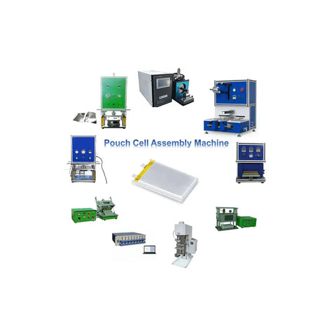 Heavy Hitter Pouch Cell Vacuum Sealing Machine Automated Hot Press Rig For Lightning Fast Lithium Battery Assembly featuring various assembly machines and a pouch cell.