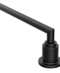 Close-up of Arris 18 Inch Modern Single Towel Bar Matte Black For Bathroom And Kitchen Use With Easy Install Durable Finish Keeps Towels Handy And Elevates Your Space With Dope Style, showing matte black finish and mounting detail.