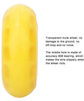 Transparent Yellow PU Casters Wheel For Luggage Carts 64mm shown from side view