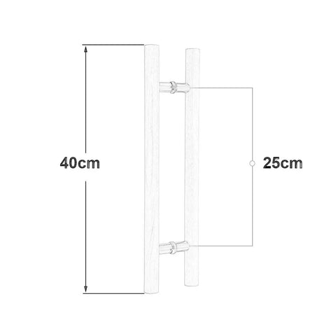 Rustic Round Wood Sliding Door Handle Set Mocha Brown, Push Pull Barn Door Pull, Glass Pulls, H Shape Entry Front Door Handle, 40x25 cm size illustration