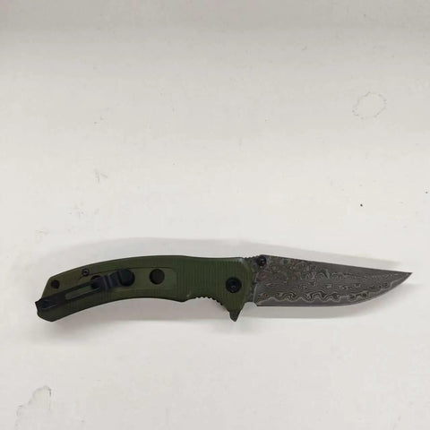 Damascus Folding Knife With Super Sharp 3.26 Inch Blade And Tough G10 Handle Liner Lock Edc For Hiking Camping Survival Fishing Outdoor Adventures By Men And Women Green