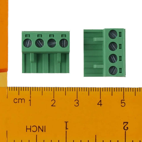 Green 4 Pole PCB Mount Terminal Block Connector Set 5 Pieces Male And Female 4 Pin Phoenix Type 5.08mm Spacing 300V 10A Rating
