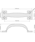5-3/4 Inch Black Gate Pull Handle Set 25 Pack With Screws dimensions diagram