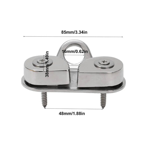 Beefy Cam Cleat For 5-15mm Rope, 316 Stainless Steel Boat Kayak Cleat With Fairlead Ring, dimensions shown
