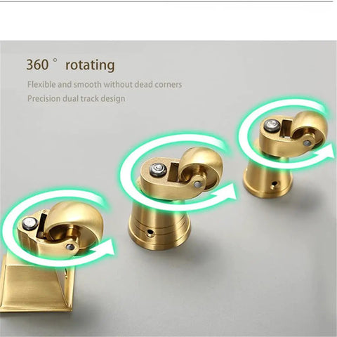 Four Pack Heavy Duty Universal Swivel Caster Wheels For Furniture Cabinets Cruising Smooth Like A Pro Featuring Anti Oxidation Brass Pads, showing 360° rotating design.
