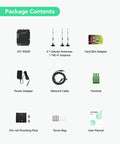 Package contents of Rugged Industrial 4G LTE Cat4 Router With WiFi For Remote Sites, including antennas, cables, and adapters.
