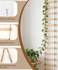 6-Feet Extra Tall Wooden Ladder Plant Trellis For Indoor And Outdoor Use with vines, showing material and wall hook features