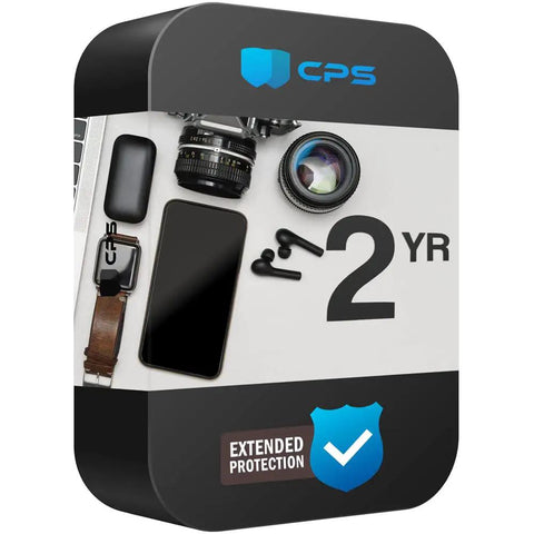 CPS extended protection plan box with electronic devices indicating 2 year coverage for Scarlett 2i2 4th Gen USB Audio Interface Bundle