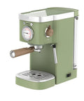 Heavy Duty No Hassle Electric Cappuccino Maker With Smooth Pour Milk Frother And Quick Adjust Brew Settings Removable Drip Tray in green.