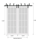 Diagram of Frosted Glass Sliding Barn Bypass Doors With Hardware Kit For Closet Modern Wood Finish Sturdy SixPointSixFoot Rails Two 18x96 Panels