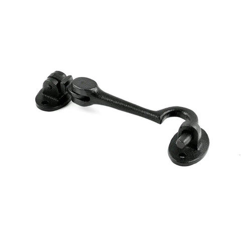 Super Sturdy Hefty Swivel Cabinet Latch Lock Made From Dense Wrought Iron With A Sleek Black Coating 4.5 Inch detail view