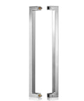 Heavy Duty Commercial Grade 1200mm 48 Inch Stainless Steel 304 Push Pull Door Handle With 1.2mm Thick Wall Square Rectangle Design Mirror Polished Chrome Finish Standoffs And Hex Set Screws For Built To Last Rock Solid Door Hardware, pair view