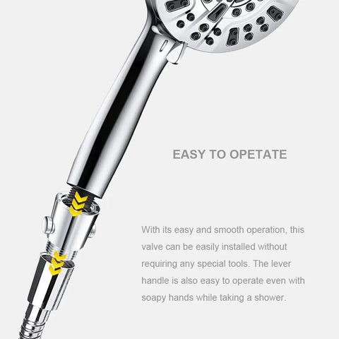 One Push Button Shower Shut Off Valve No Fuss With G1 2 Inch Fit Universal Water Flow Control For Shower Arm Hose Or Bidet Sprayer, Easy On Off, Bathroom Upgrade chrome shower valve on hose with G1/2 thread