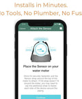 F2X Smart Home Water Monitor and Leak Detector with Real Time Usage Tracking Indoor and Outdoor Leak Alerts on phone setup screen