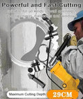 Top Shelf 5000W Brushless Electric Concrete Ring Saw Engineered To Nail Wall Grooving And Crush Tough Masonry Jobs Without Breaking A Sweat On Any Site cutting through concrete wall with a 29cm depth.