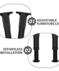 8Pcs Adjustable Telescoping Furniture Legs, Heavy-Duty Replacement for Bed Frames and Tables, Height Range 7.6 to 13.5 Inches